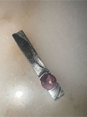 Sterling silver 925 amethyst bar style pendant, NIB